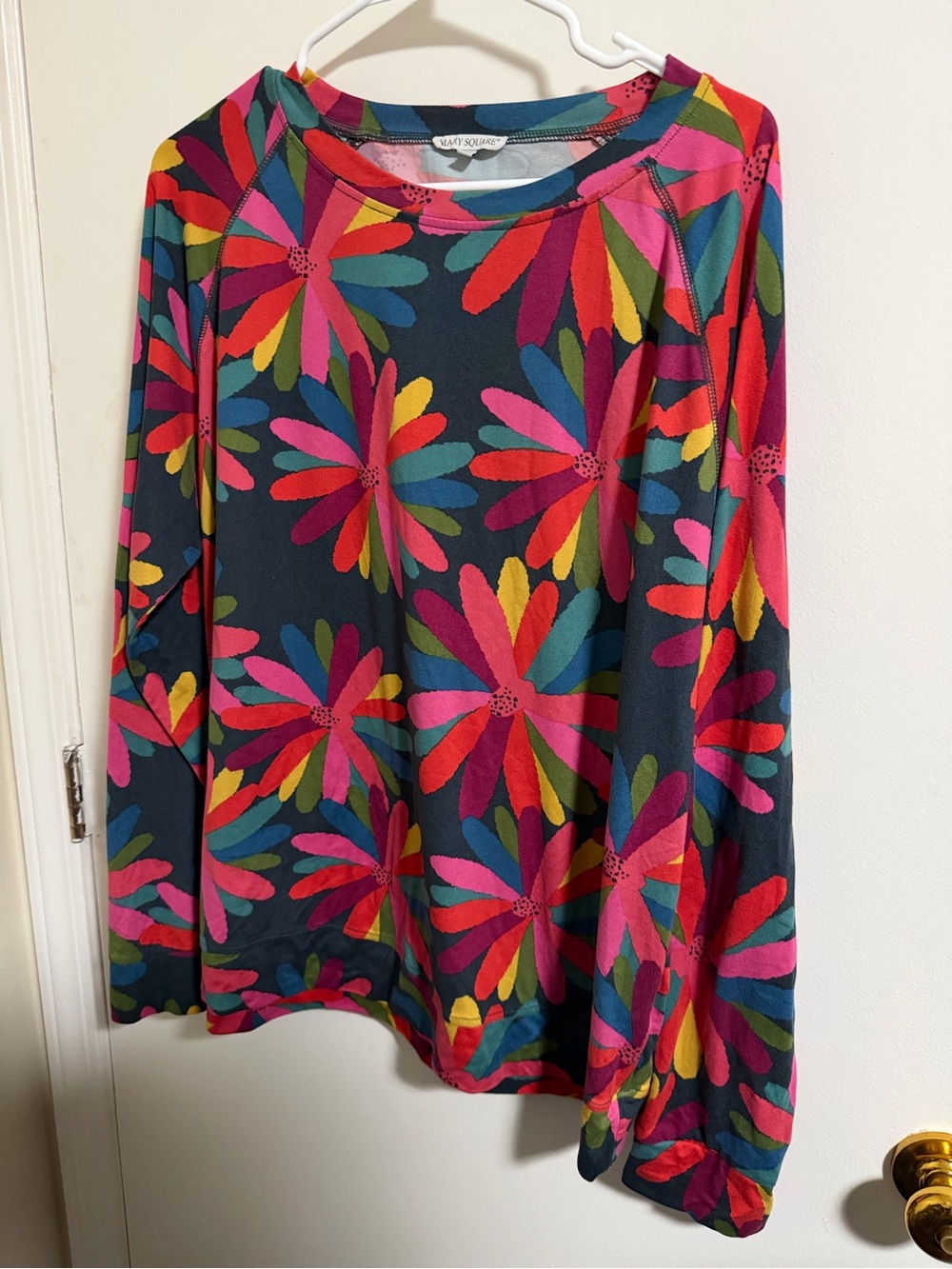 Mary square colorful Floral Long-Sleeve Top - Multicolor